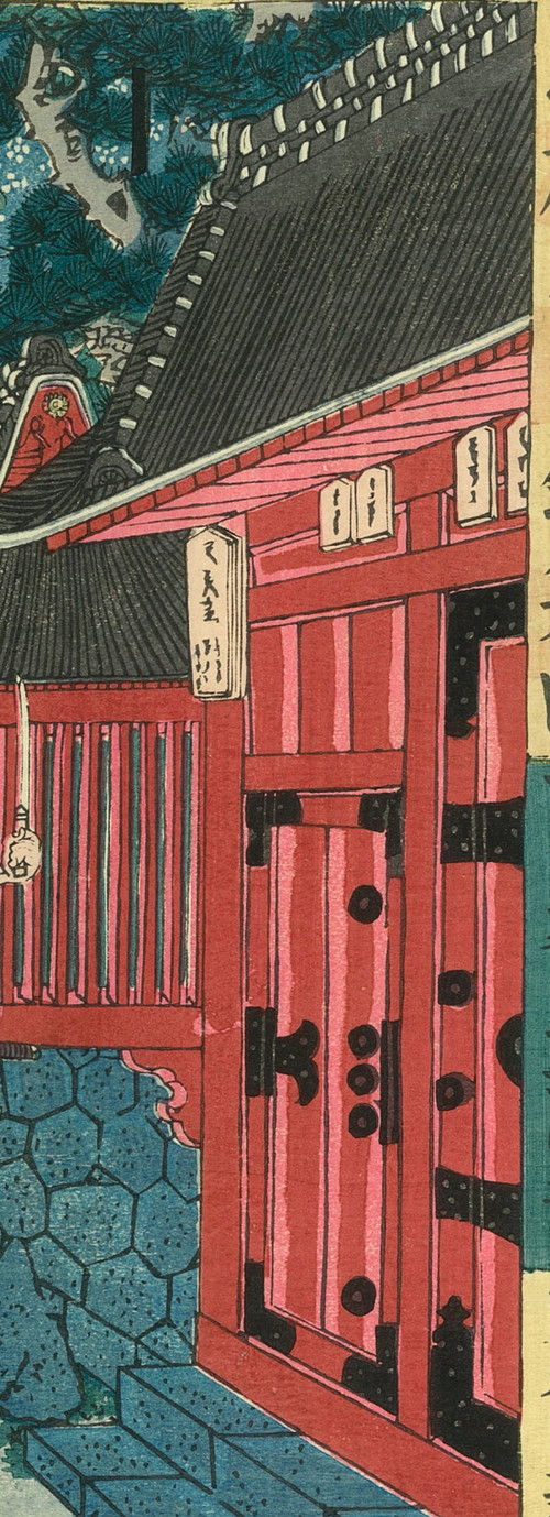 Utagawa Toyokuni I, stampa giapponese, attacco al castello feudale