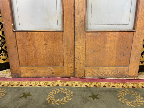 Pair Of Engraved Glass Store Doors