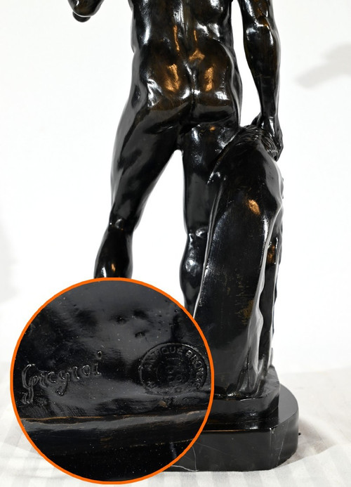 Bronze "Hercules and the Lion of Nemée", signed Gregroi - 19th century