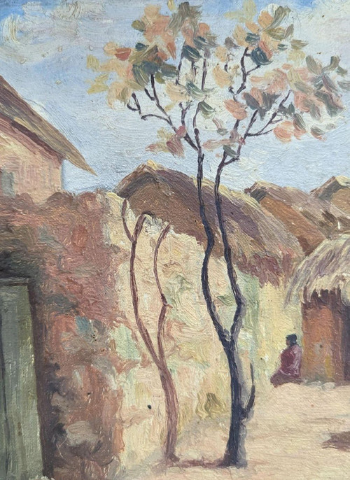 Ambroise Rakoto Huile Sur Toile Rue De Village Malgache