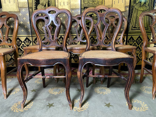 7 Louis Philippe Chairs In Cannage