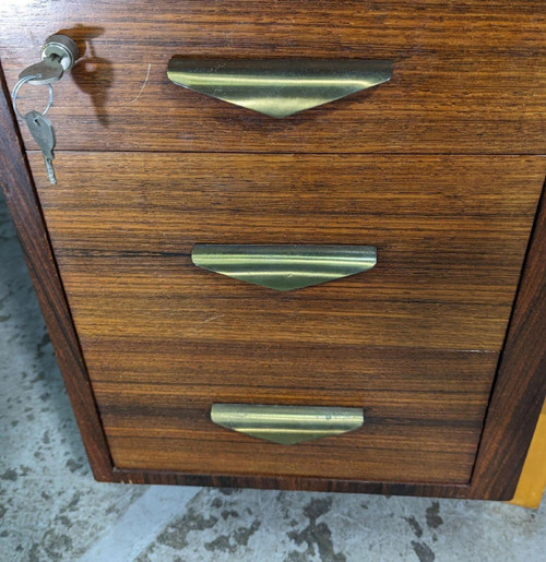 Large Presidential Desk with Box Art Deco Style 1930 from 1950 in Rosewood