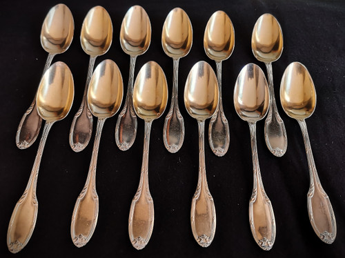 12 Louis Coignet Empire-style spoons in sterling silver and vermeil