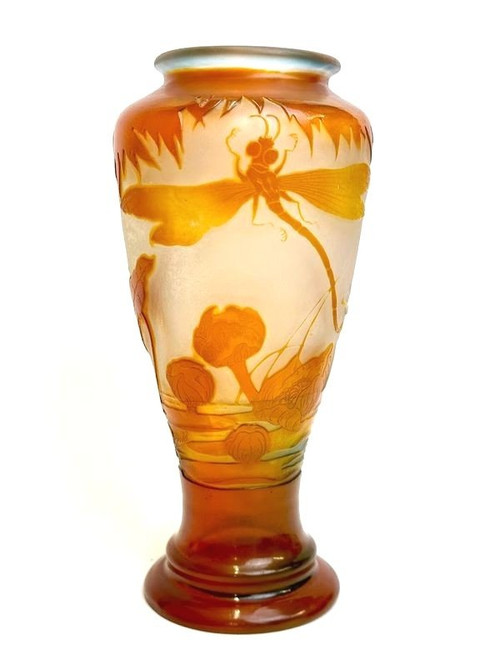 Vaso acquatico Art Nouveau Emile Gallé "A La Libellule"