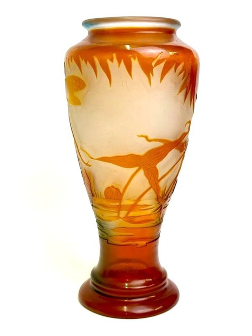 Vaso acquatico Art Nouveau Emile Gallé "A La Libellule"