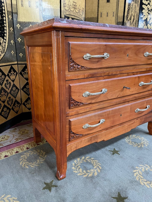 Art Nouveau cherrywood chest of drawers