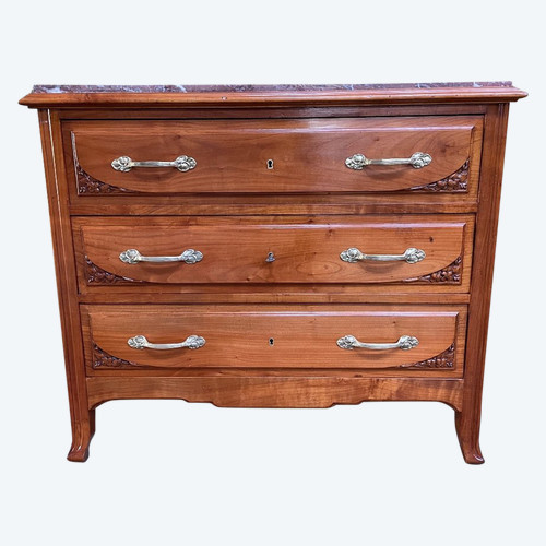 Art Nouveau cherrywood chest of drawers