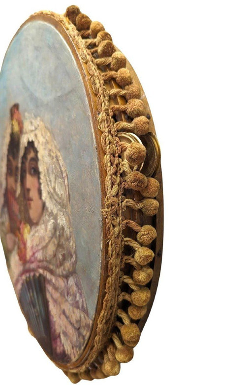 Tambourine With Elegant Spanish Women, 19th Century