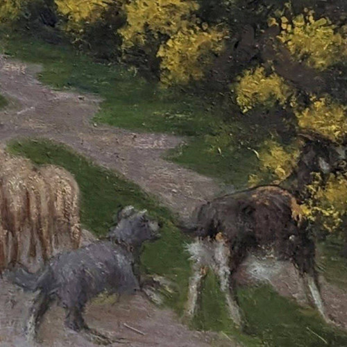 Olio Su Tela Scena Pastorale Scuola Provenzale Rémy Mayan (1877-1961)