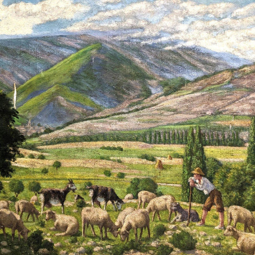 Olio Su Tela Scena Pastorale Scuola Provenzale Rémy Mayan (1877-1961)