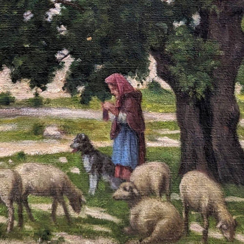 Huile Sur Toile Scène Pastorale école Provençale Rémy Mayan (1877-1961)