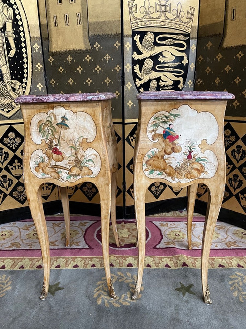 Pair Of Louis XV Orientalist Lacquered Headboards