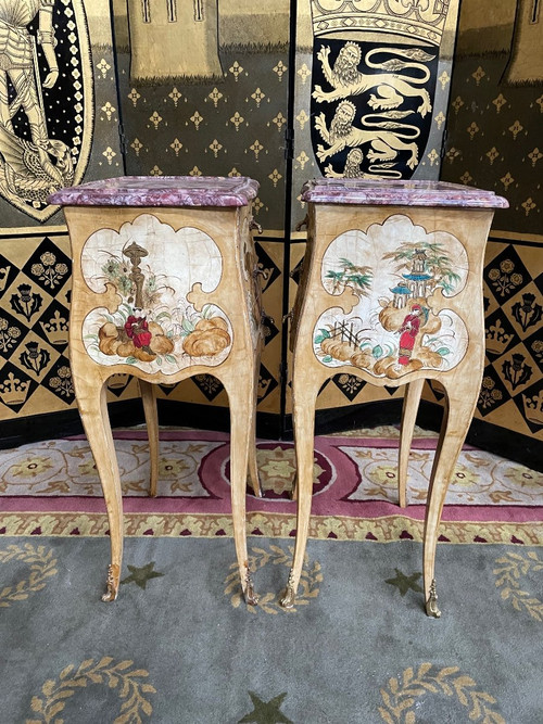 Pair Of Louis XV Orientalist Lacquered Headboards