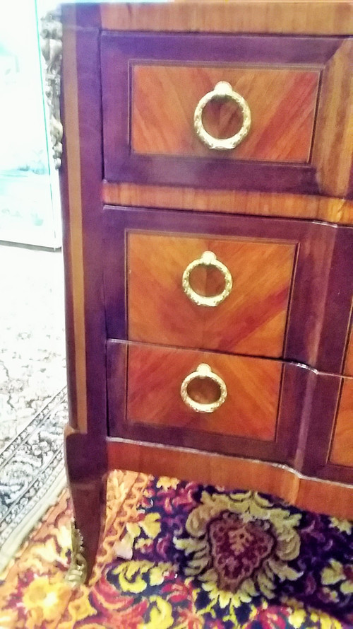 Transition Style Commode In Marquetry Mid 19th Century