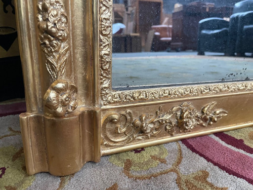 Trumeau Napoleon III Mirror Gilded With Gold Leaf