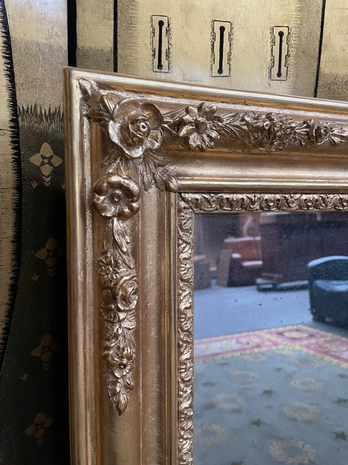 Trumeau Napoleon III Mirror Gilded With Gold Leaf