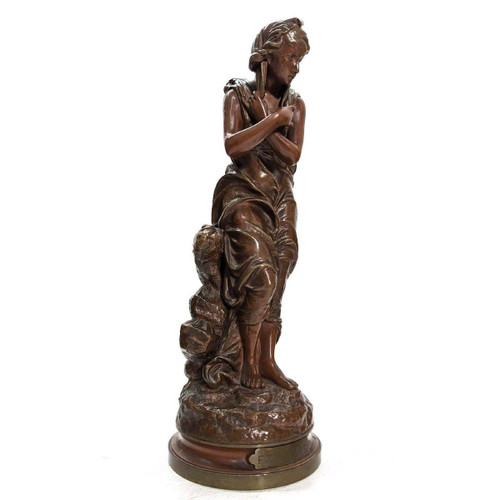 La Frileuse By Eutrope Bouret Bronze with Chocolate Patina