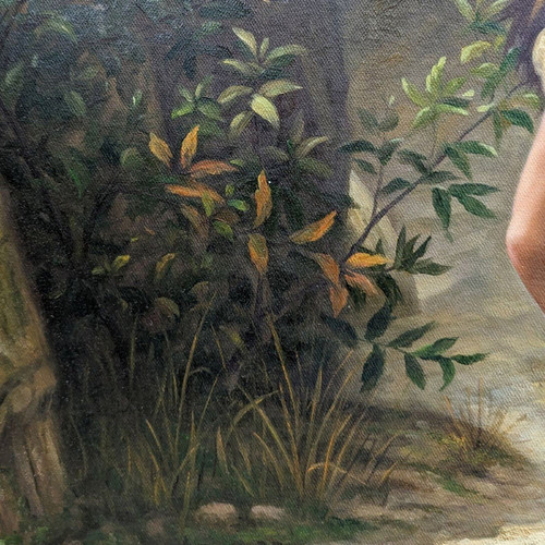 Huile Sur Toile Copie De l'Orage De Pierre Auguste Cot  Dans Un Très Joli Cadre à Oreilles