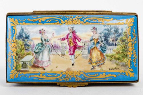 A late 19th century porcelain jewelry box