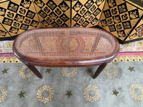 Art Deco Piano Bench In Cannage