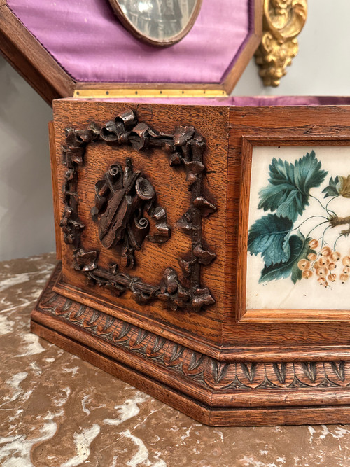 Viardot Frères Et Cie, Rare Carved Wooden Box Napoleon III Period Circa 1850