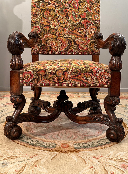 Louis XIV Style Ceremonial Armchair from the 19th Century