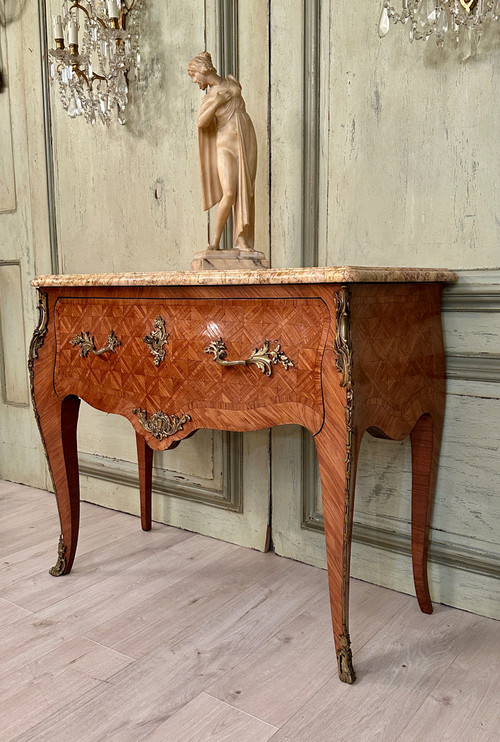 Louis XV Style Wig Chest In 19th Century Marquetry