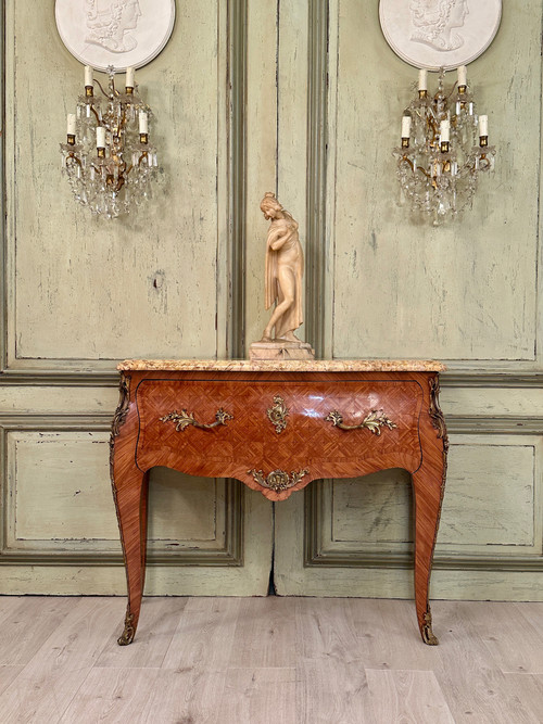 Louis XV Style Wig Chest In 19th Century Marquetry