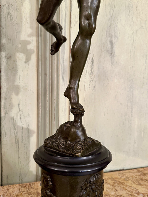 Jean De Bologne After, Pair Of Mercury Bronze Sculptures Renowned 19th Century (H82cm)