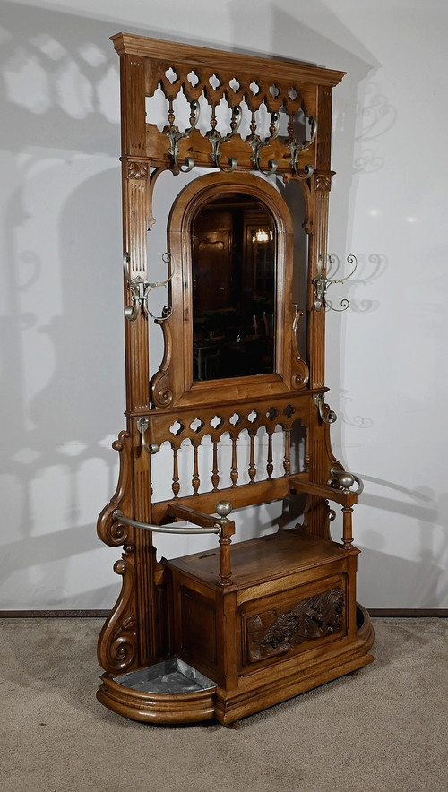 Rare Vestibule Chest in Walnut – Late 19th Century