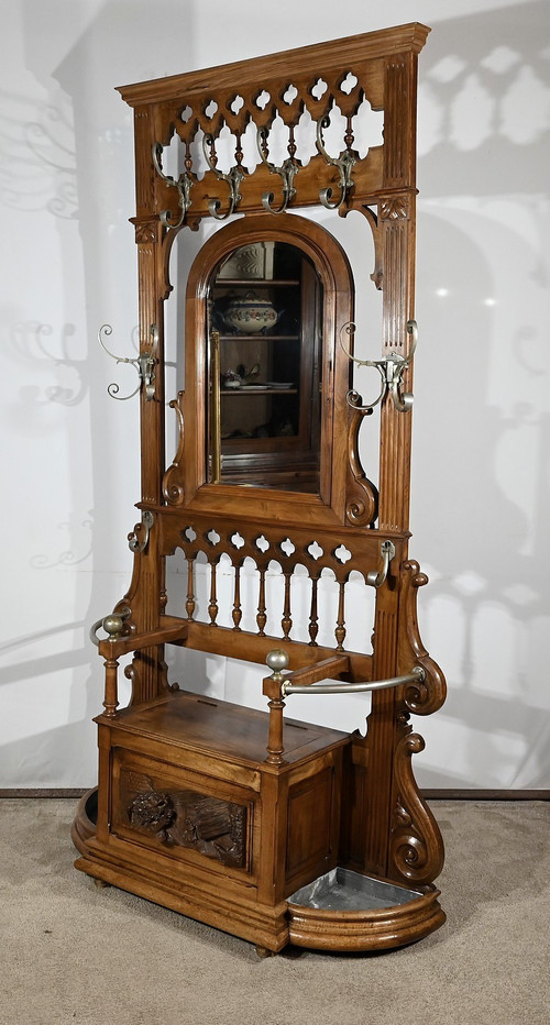 Rare Vestibule Chest in Walnut – Late 19th Century