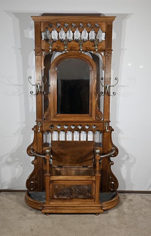 Rare Vestibule Chest in Walnut – Late 19th Century