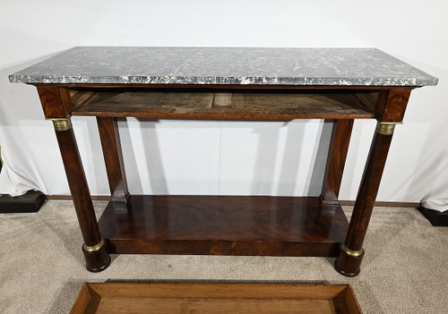 Burl Mahogany Console, stamped Ringer, Faubourg Saint Antoine, Empire period – Early 19th century