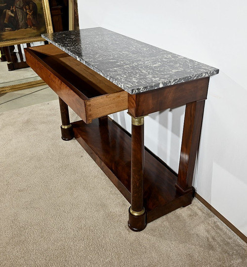 Burl Mahogany Console, stamped Ringer, Faubourg Saint Antoine, Empire period – Early 19th century