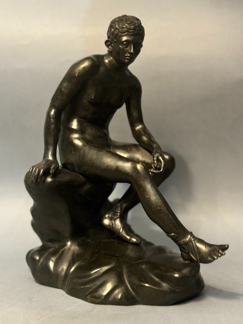 Bronzeskulptur „Hermes sitzend“ oder „Ruhmender Merkur“ aus der Grand Tour