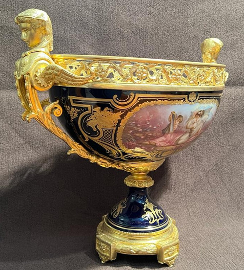 Sèvres Porcelain Cup Mounted Gilt Bronze