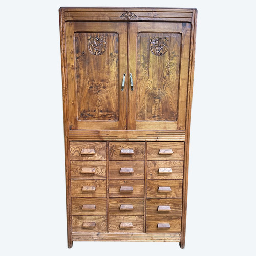 Art Deco Elm Sideboard - Craft cabinet with drawers