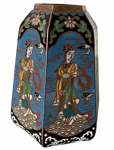 Sechseckige Vase aus Cloisonné-Emaille-Porzellan