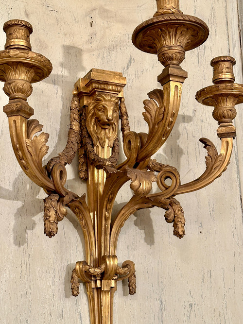 Jean-Joseph De Saint-germain, Important Louis XVI Period Gilt Bronze Wall Lamp Circa 1770