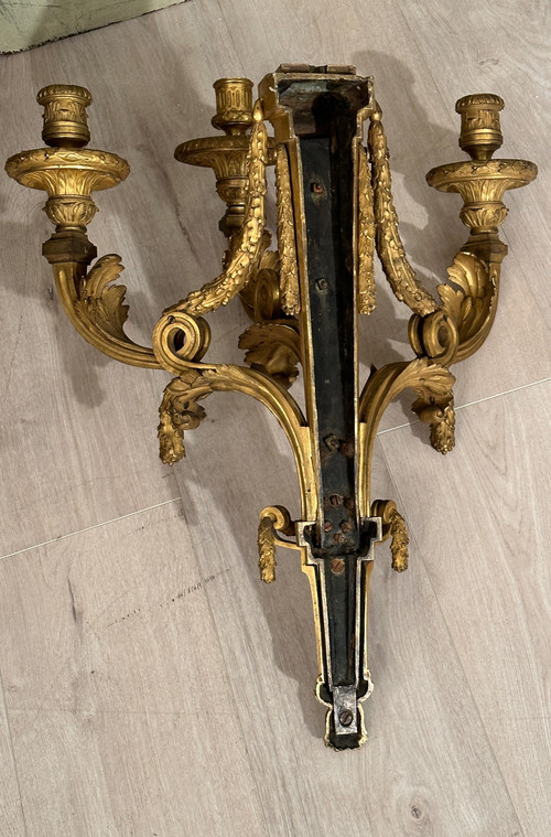 Jean-Joseph De Saint-germain, Important Louis XVI Period Gilt Bronze Wall Lamp Circa 1770