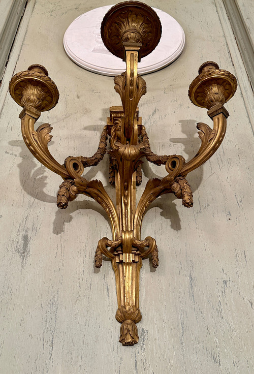 Jean-Joseph De Saint-germain, Important Louis XVI Period Gilt Bronze Wall Lamp Circa 1770