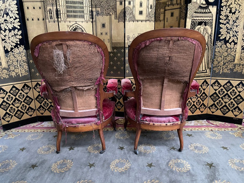 Pair Of Louis Philippe Period Armchairs With Rack And Pinion