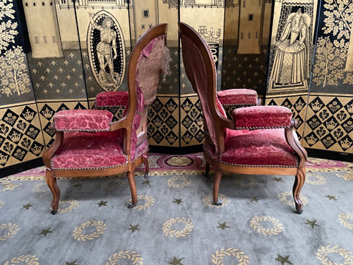 Pair Of Louis Philippe Period Armchairs With Rack And Pinion