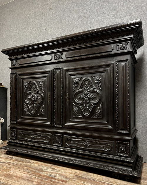 sideboard or valet cabinet in blackened wood Renaissance style circa 1850