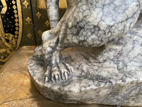 Marble Panther Sculpture Signed Garnier