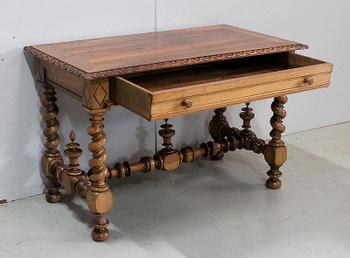 Office table in solid walnut, Louis XIII style - 19th century