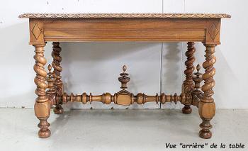 Office table in solid walnut, Louis XIII style - 19th century