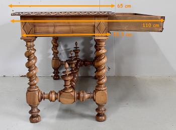 Office table in solid walnut, Louis XIII style - 19th century