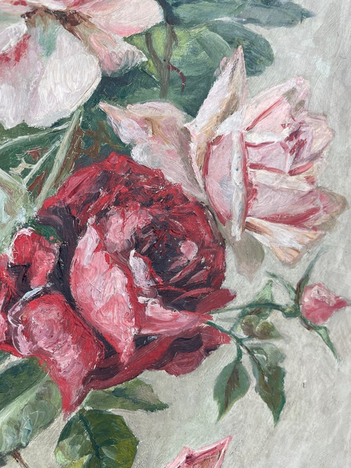 Paire D’huiles  « Bouquets de roses » 1900