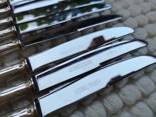 12 dessert/dessert knives silver metal handle goldsmith APOLLO